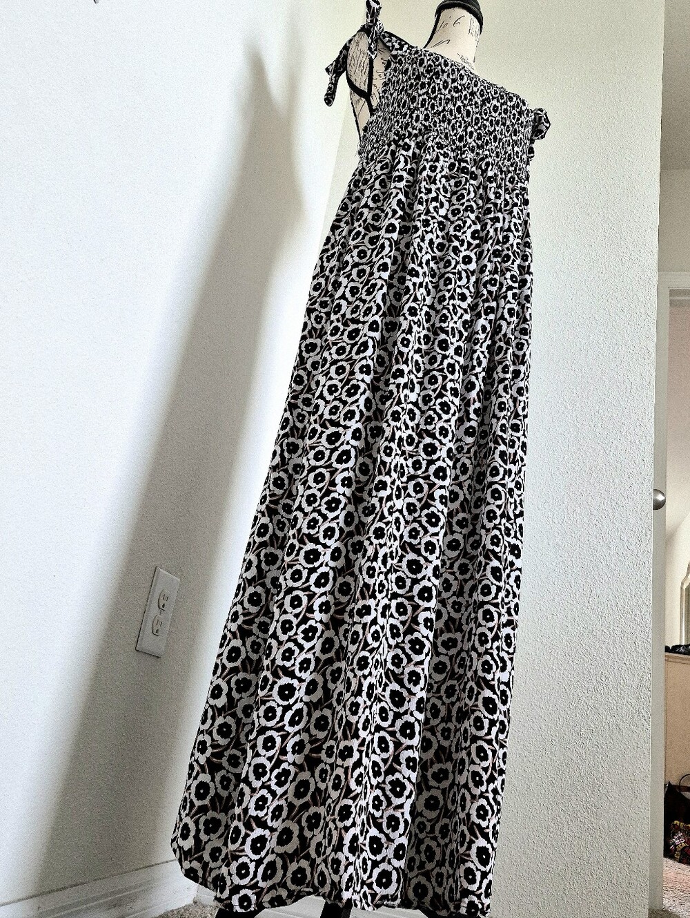 Diane von Furstenberg for Target Smocked Floral Maxi Dress Size L Boho Summer - Picture 5 of 15